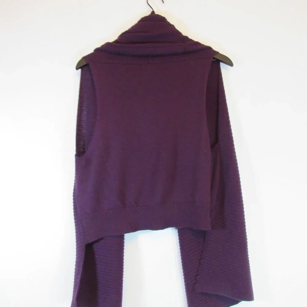 Donna Karan Purple Ribbed Sleeveless Open Front Wool Blend Cardigan Swea… - Picture 13 of 15